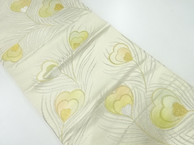 アンティーク　孔雀羽根模様織出し袋帯（材料）